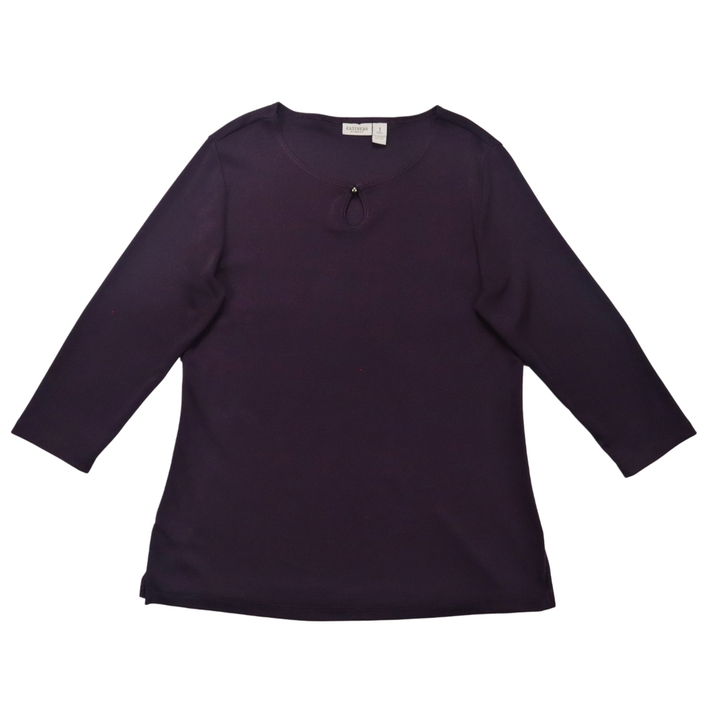 Chico's Easywear‎ Women's Top  3/4 Sleeve Keyhole Purple  Size 1